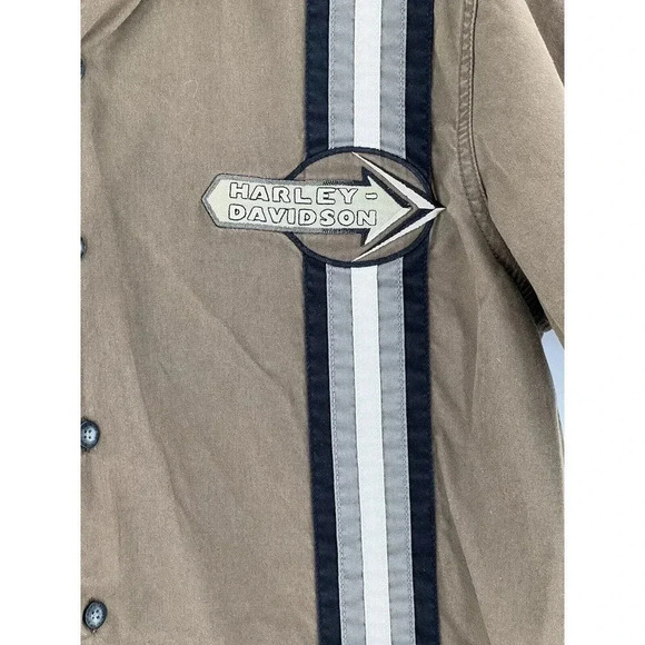 HARLEY DAVIDSON Men Short Sleeved Button Down Shirt Embroidered Dual Side Medium - Picture 2 of 13